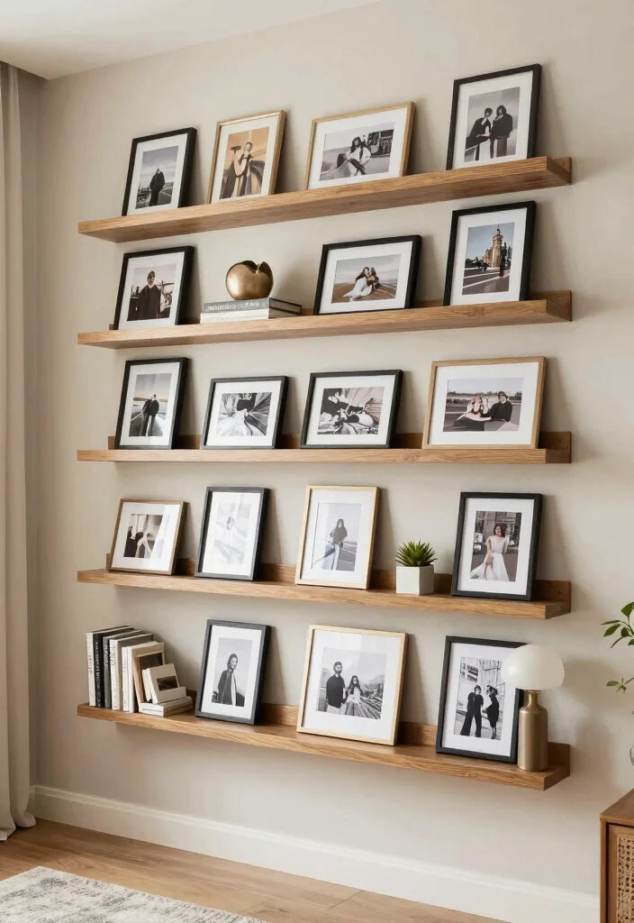 16 Wall Bookshelf Ideas for Stylish Living Room Storage - 9. Picture Frame Shelves 1