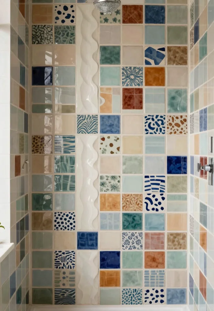 16 Wavy Tile Shower Bathroom Ideas With Modern Flow - 14. Artistic Tile Arrangements 1