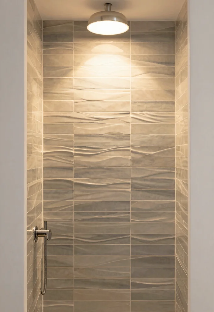 16 Wavy Tile Shower Bathroom Ideas With Modern Flow - 15. Statement Light Fixtures 1