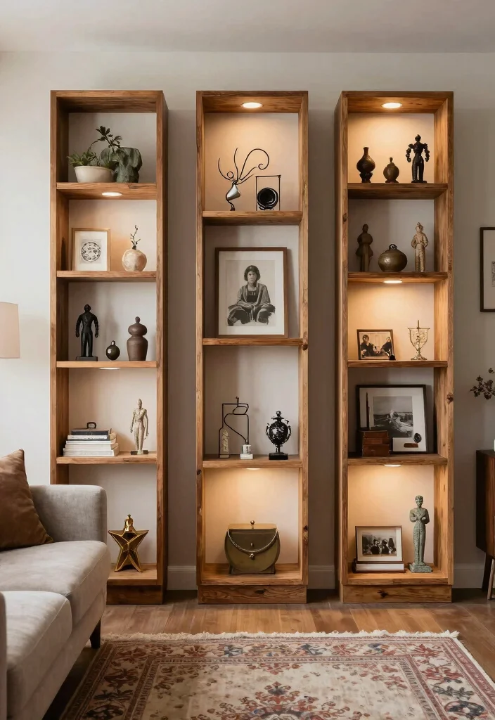 17 Built In Shelves Living Room DIY Ideas for Custom Storage - 10. Shadow Box Shelves 1