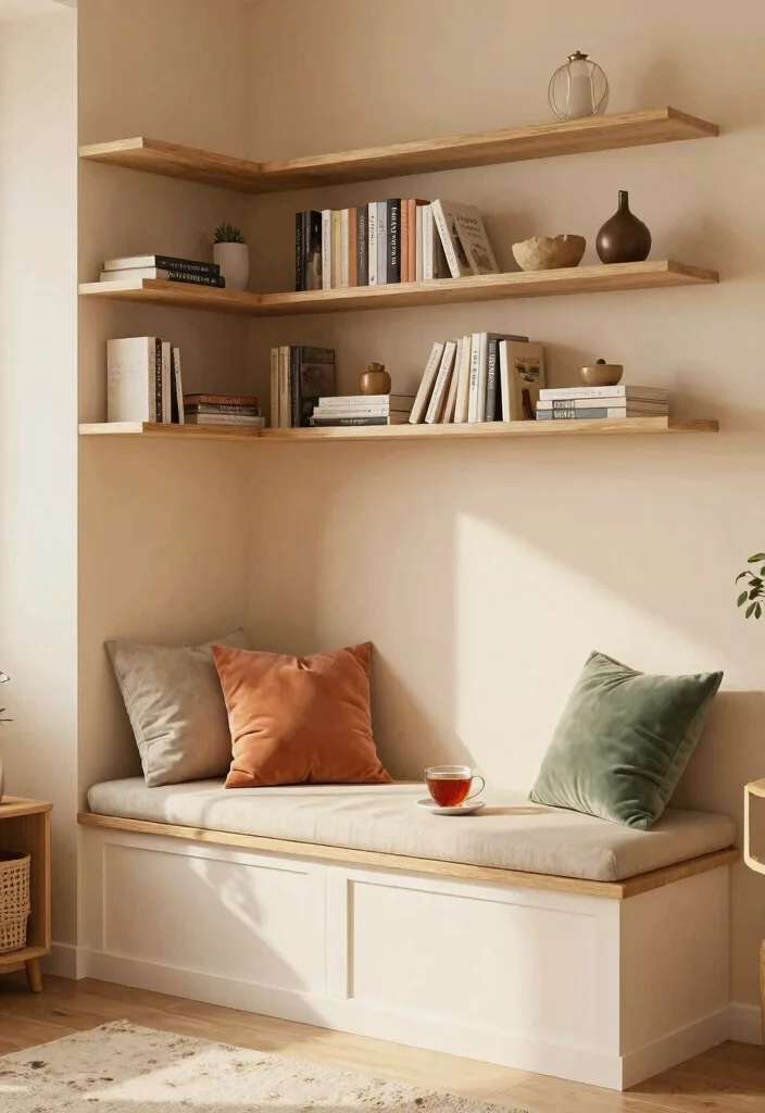 17 Built In Shelves Living Room DIY Ideas for Custom Storage - 2. Built-In Nook with Bench 1