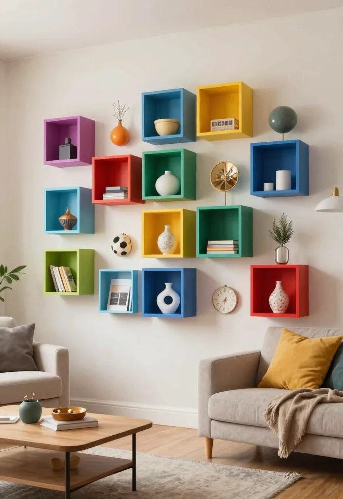 17 Built In Shelves Living Room DIY Ideas for Custom Storage - 9. Wall-Mounted Cube Shelves 1