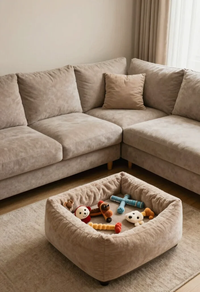 17 Double Sofa Living Room Layout Ideas for Symmetrical Comfort - 12. Pet-Friendly Comfort 1