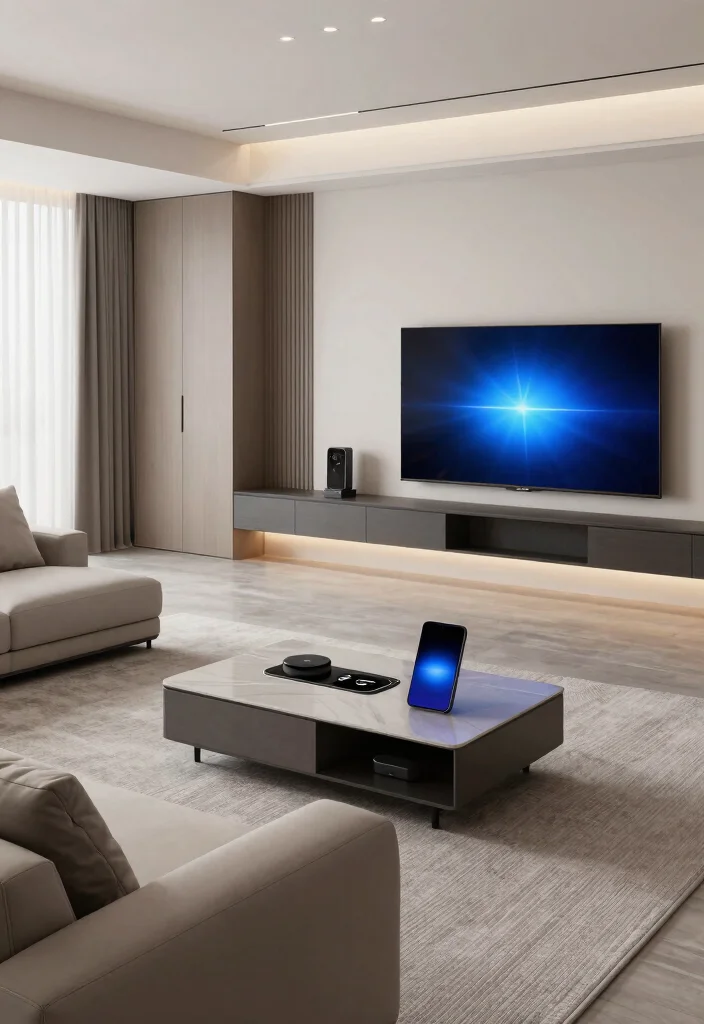 17 Double Sofa Living Room Layout Ideas for Symmetrical Comfort - 17. Tech-Savvy Design 1