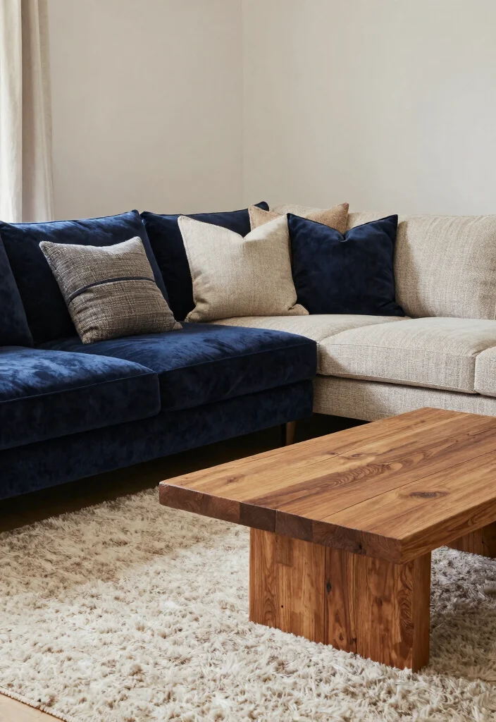 17 Double Sofa Living Room Layout Ideas for Symmetrical Comfort - 7. Layered Textures 1