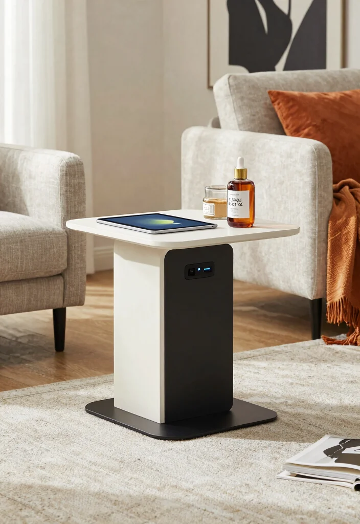 17 End Table Living Room Ideas Small But Stylish Touch - 11. Integrating Technology with Charging Tables 1