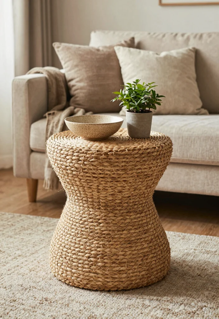 17 End Table Living Room Ideas Small But Stylish Touch - 12. Textured Accent Tables for Layered Interest 1