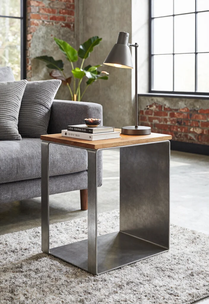 17 End Table Living Room Ideas Small But Stylish Touch - 2. Industrial Edge with Metal Accents 1