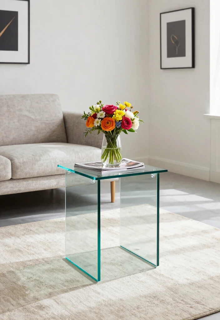 17 End Table Living Room Ideas Small But Stylish Touch - 3. Minimalist Glass Designs 1