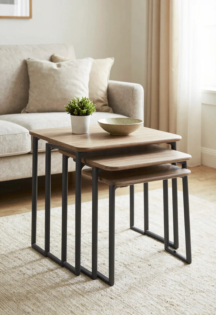 17 End Table Living Room Ideas Small But Stylish Touch - 6. Nesting Tables for Flexibility 1