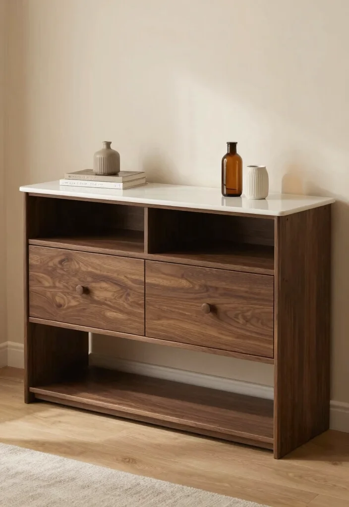 17 Living Room Console Table Ideas Stylish Functional Decor - 12. Hidden Storage Wonders 1