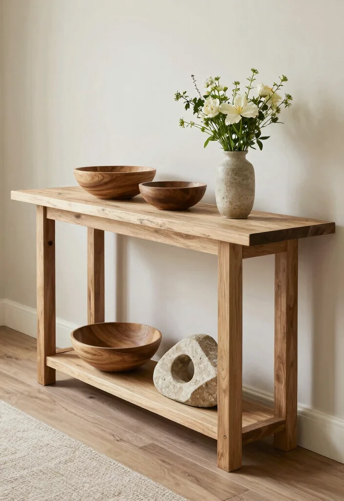 17 Living Room Console Table Ideas Stylish Functional Decor - 14. Nature-Inspired Accents 1