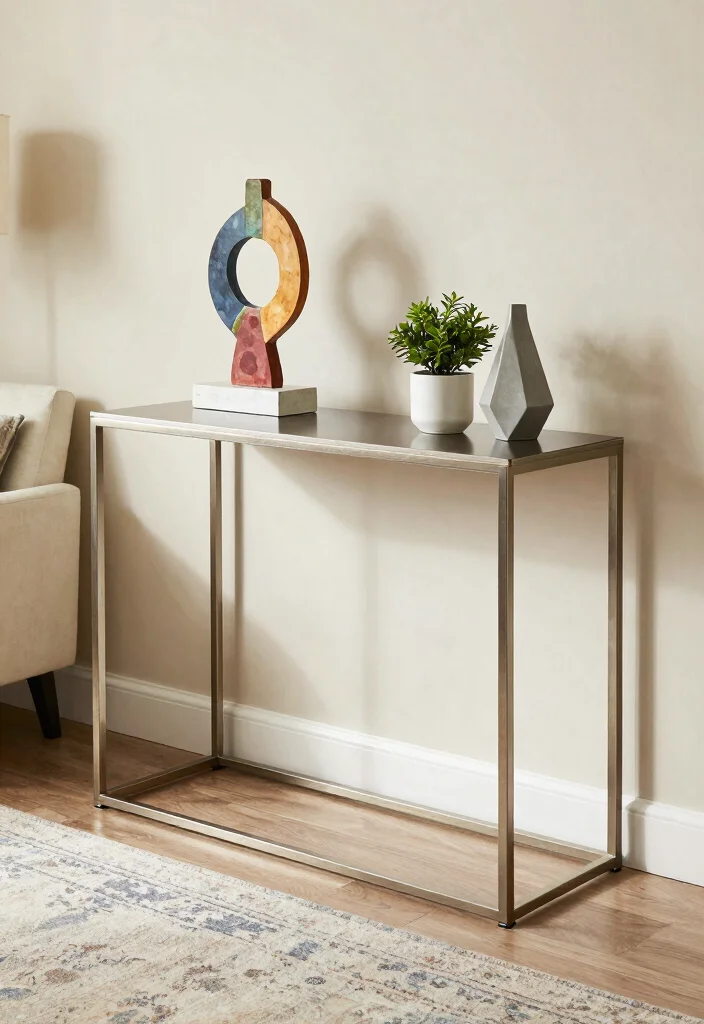 17 Living Room Console Table Ideas Stylish Functional Decor - 2. Minimalist Metal 1