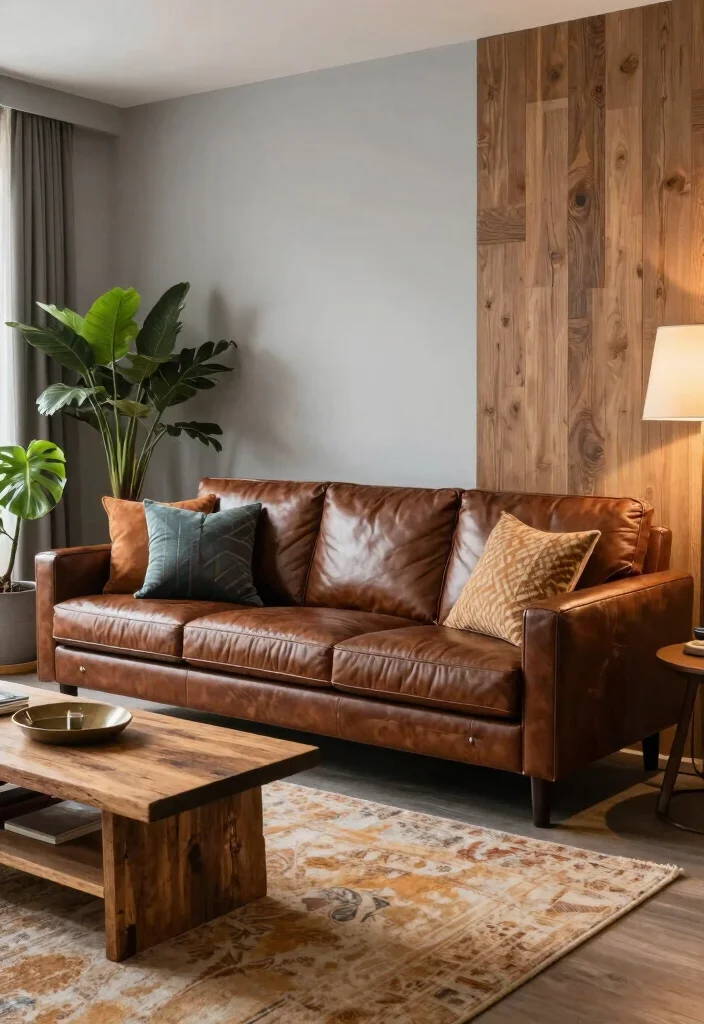 17 Living Room Leather Couch Ideas: Timeless Stylish Comfort - 1. The Classic Brown Leather Couch 1