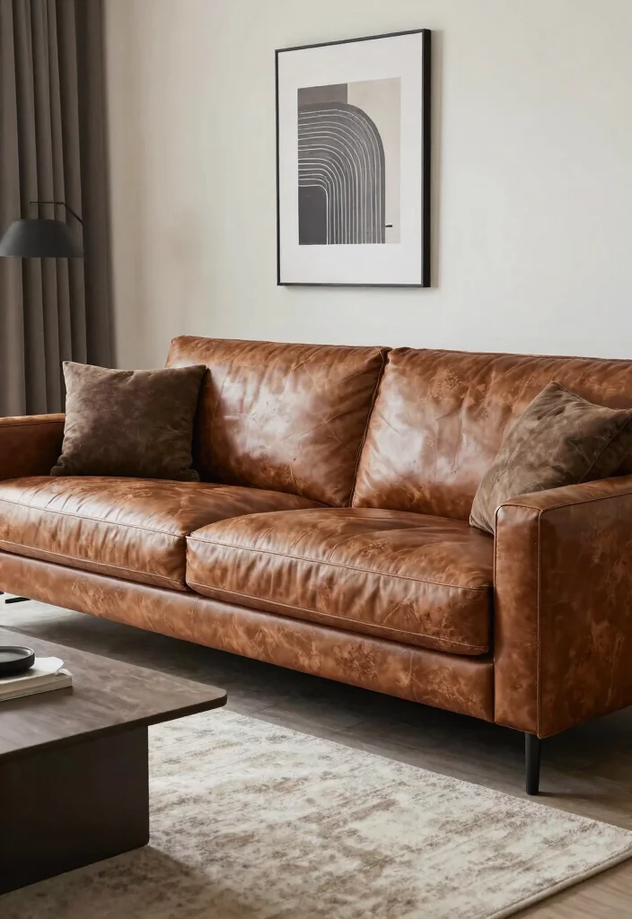 17 Living Room Leather Couch Ideas: Timeless Stylish Comfort - 10. Textured Leather Options 1