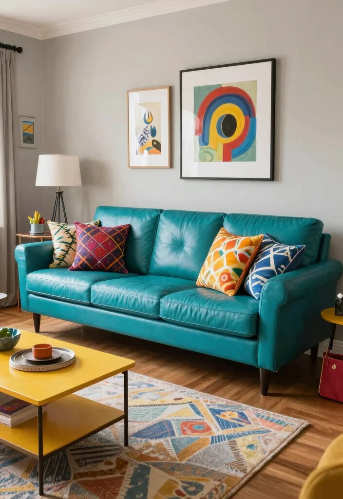 17 Living Room Leather Couch Ideas: Timeless Stylish Comfort - 11. Colorful Leather Couches 1