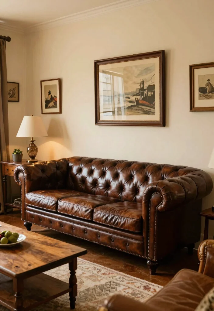 17 Living Room Leather Couch Ideas: Timeless Stylish Comfort - 5. Vintage Leather Couches 1