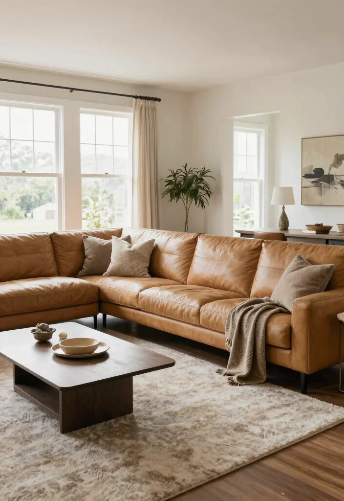 17 Living Room Leather Couch Ideas: Timeless Stylish Comfort - 8. Sectional Leather Couches 1