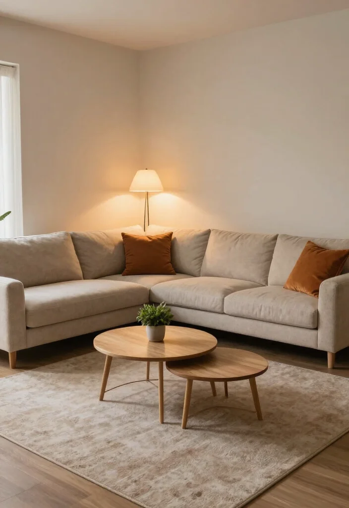 17 Living Room With Corner Sofa Ideas: Cozy Efficient Layout - 1. L-Shaped Corner Sofa with Nested Tables 1