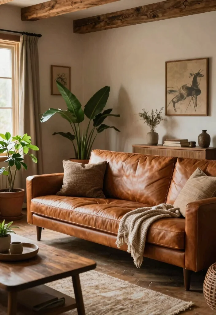 17 Living Room With Corner Sofa Ideas: Cozy Efficient Layout - 12. Rustic Corner Sofa with Natural Elements 1