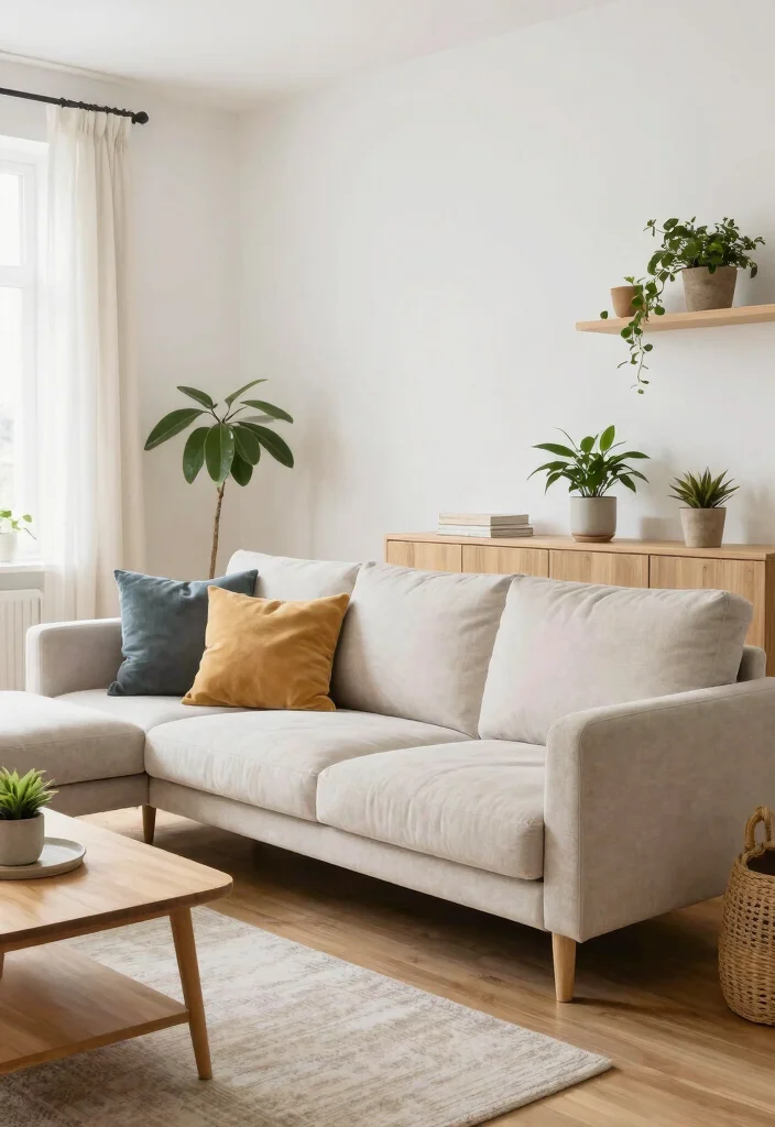 17 Living Room With Corner Sofa Ideas: Cozy Efficient Layout - 13. Scandinavian Corner Sofa with Bright Accents 1