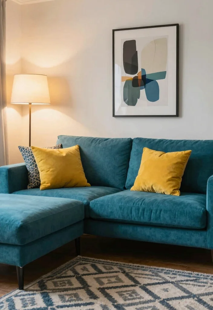 17 Living Room With Corner Sofa Ideas: Cozy Efficient Layout - 2. Bold Colored Corner Sofa as a Statement Piece 1