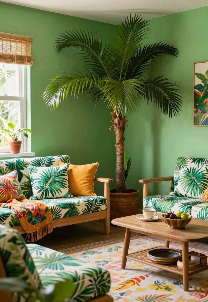 17 Living Room With Green Walls Ideas for a Fresh Natural Feel - 17. Creating a Themed Living Room 1