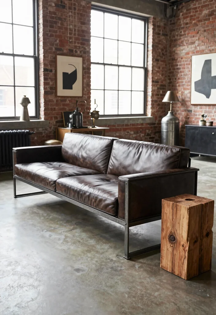 17 Modular Couch Living Room Ideas: Smart Space Saving Design - 11. The Industrial-Style Modular Couch 1