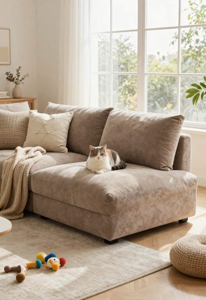 17 Modular Couch Living Room Ideas: Smart Space Saving Design - 12. The Pet-Friendly Modular Couch 1