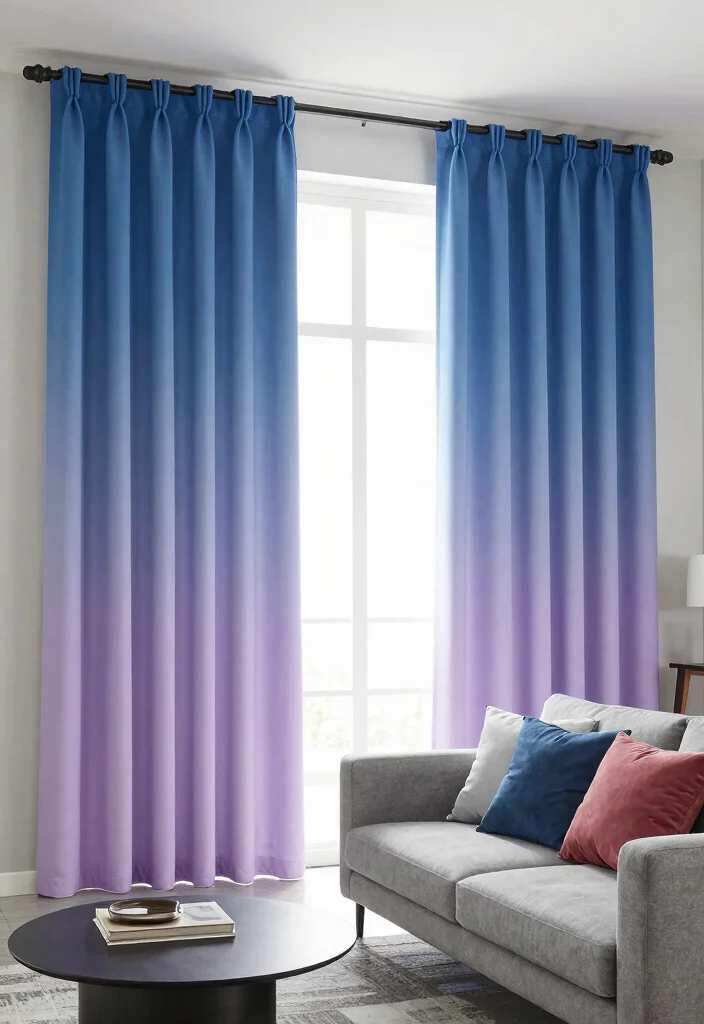 17 Pleated Curtains Living Room Ideas Tailored Timeless Look - 12. Color Gradients 1