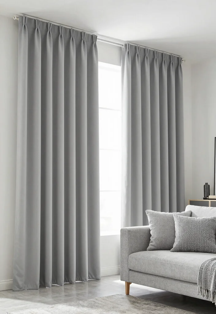 17 Pleated Curtains Living Room Ideas Tailored Timeless Look - 14. Monochromatic Themes 1