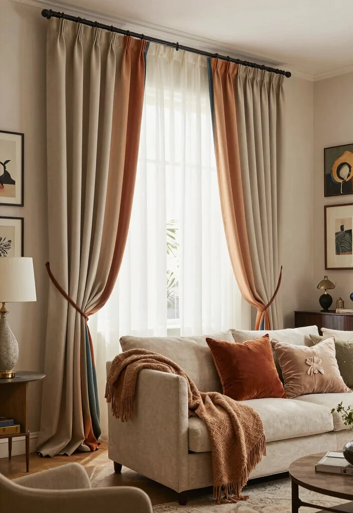17 Pleated Curtains Living Room Ideas Tailored Timeless Look - 15. Artful Layering 1