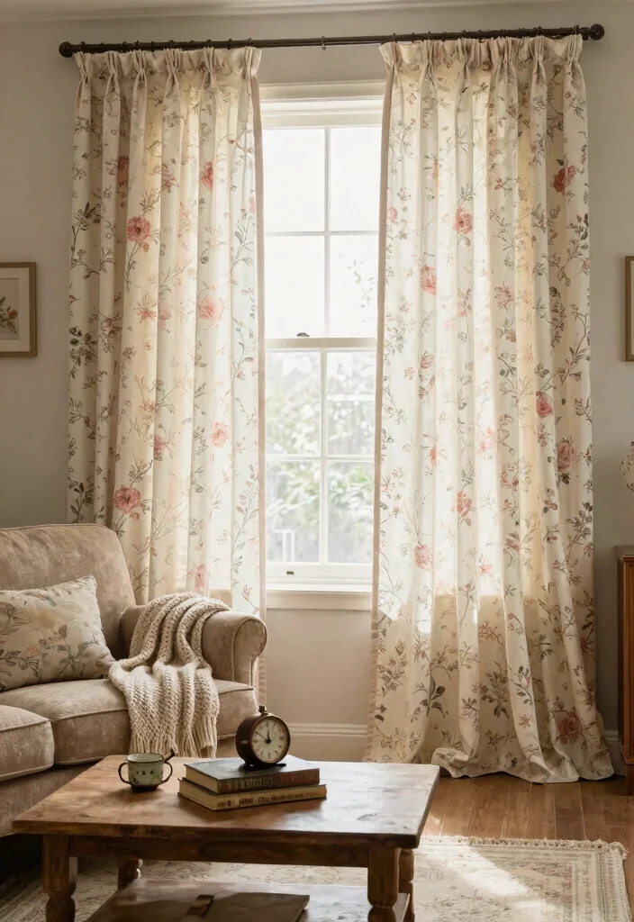 17 Pleated Curtains Living Room Ideas Tailored Timeless Look - 7. Vintage Charm 1