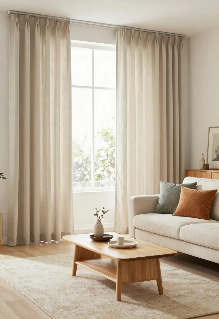 17 Pleated Curtains Living Room Ideas Tailored Timeless Look - 8. Neutral Palette 1
