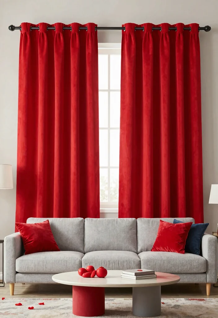 17 Red Curtains Living Room Ideas Bold Dramatic Impact - 16. Playful Pops of Red 1