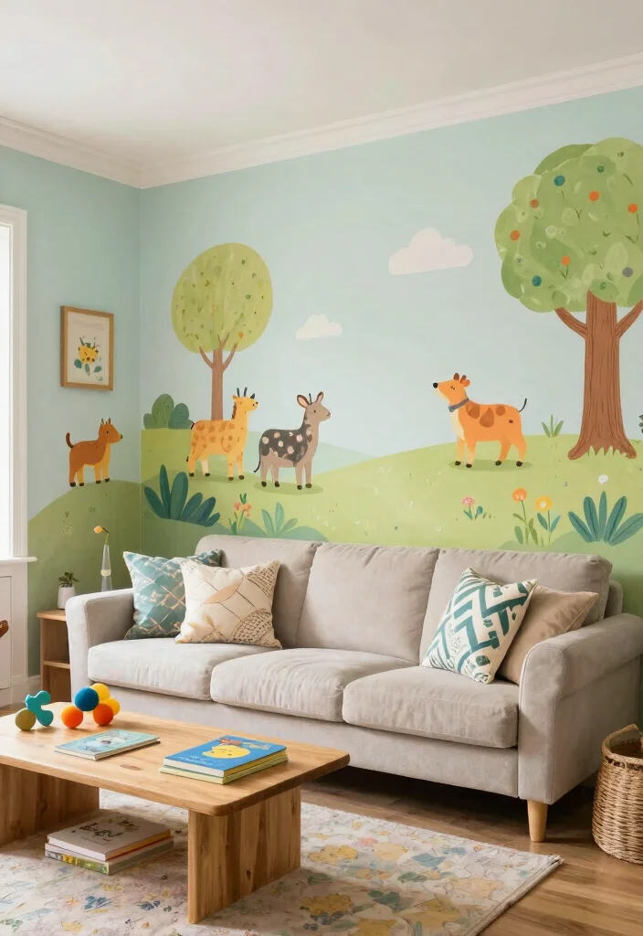 17 Wall Painting for Living Room Ideas Artistic Statement - 6. Whimsical Playfulness 1