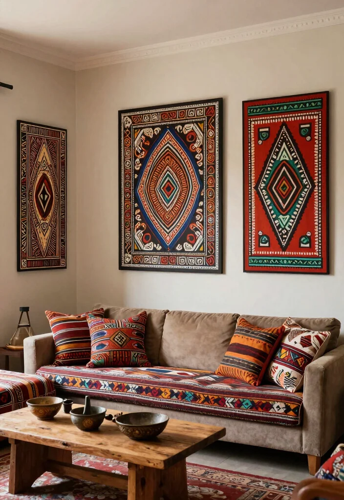 17 Wall Painting for Living Room Ideas Artistic Statement - 9. Cultural Inspirations 1