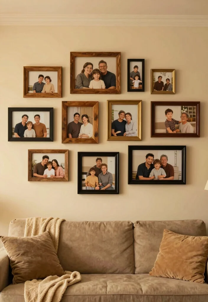 18 Cozy Living Room Wall Decor Ideas for a Warm, Inviting Touch - 5. Personalized Family Photos 1