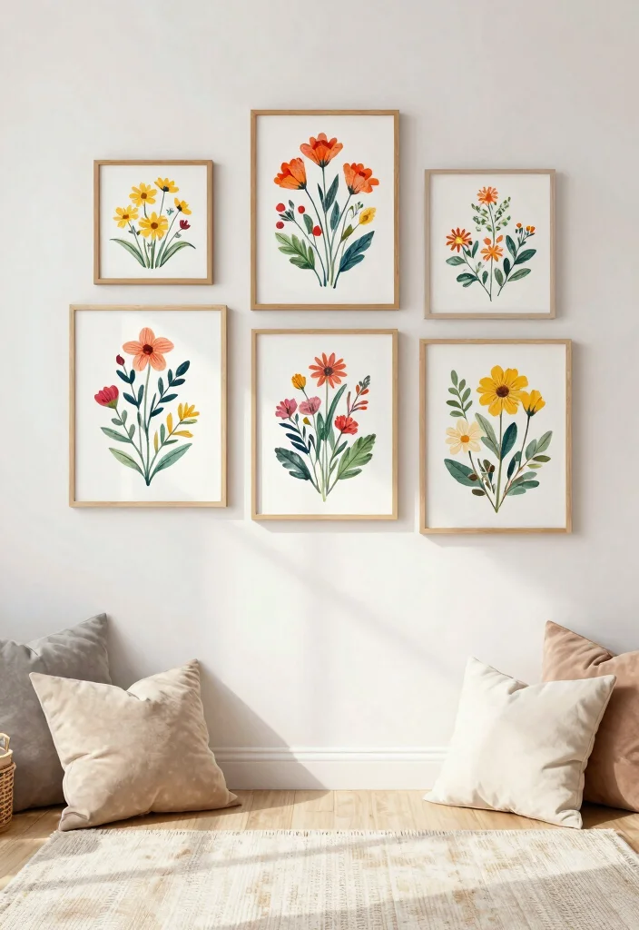 18 Cozy Living Room Wall Decor Ideas for a Warm, Inviting Touch - 7. Floral or Botanical Accents 1