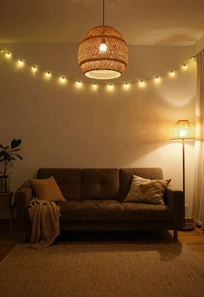 18 Dark Brown Couch Living Room Ideas Boho Cozy Chic - 7. Choose Unique Lighting Fixtures 1