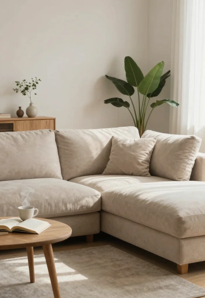 18 L Shaped Sofa Living Room Layout Ideas: Space Smart Flow - 16. The Zen Retreat Layout 1