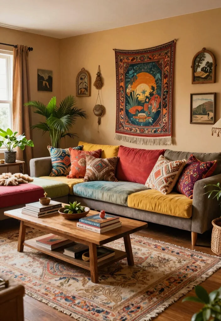 18 L Shaped Sofa Living Room Layout Ideas: Space Smart Flow - 4. The Bohemian Vibe Layout 1