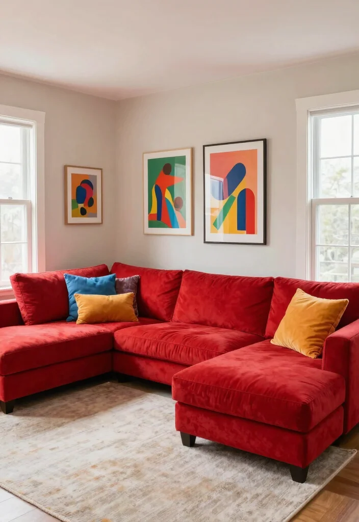 18 L Shaped Sofa Living Room Layout Ideas: Space Smart Flow - 8. The Color Pop Layout 1