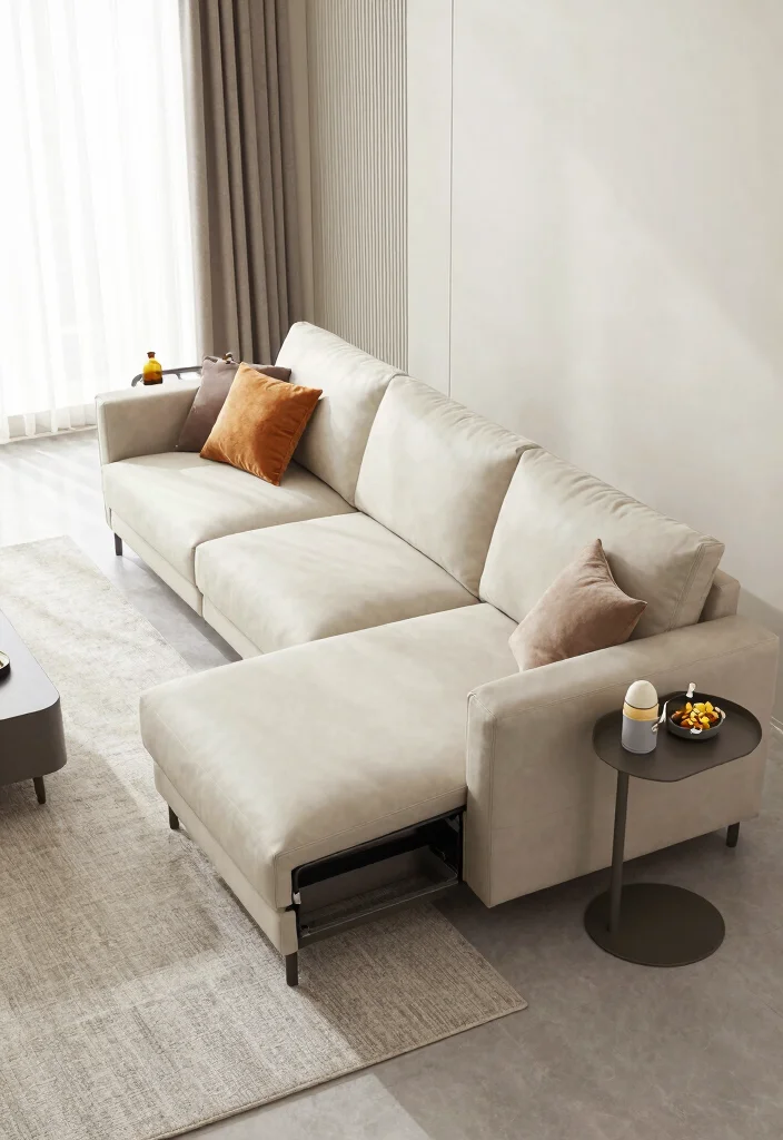 18 L Shaped Sofa Living Room Layout Ideas: Space Smart Flow - 9. The Multi-Functional Layout 1