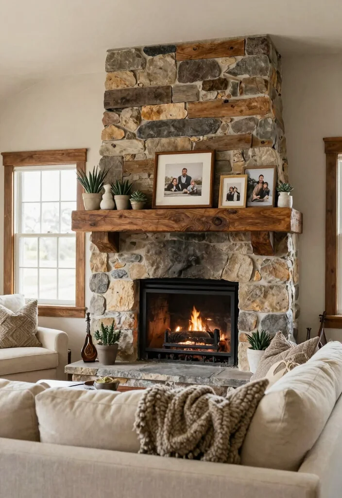 18 Living Room Chimney Wall Ideas: Cozy Focal Point Design - 1. Farmhouse Chic with Reclaimed Wood 1