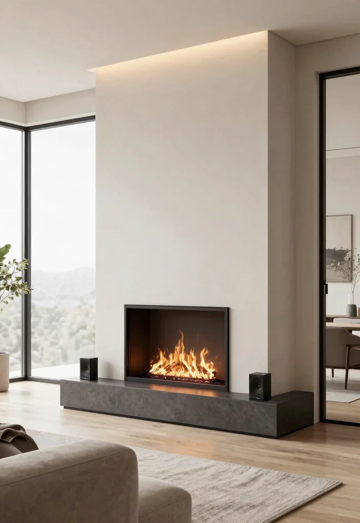 18 Living Room Chimney Wall Ideas: Cozy Focal Point Design - 11. Smart Tech Integration for Modern Living 1