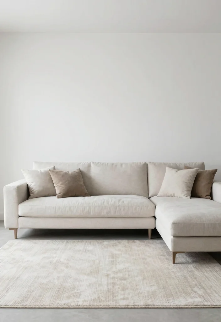 18 Living Room Rug Placement With Sectional Ideas That Work - 17. Simplistic Rugs for an Open Feel 1