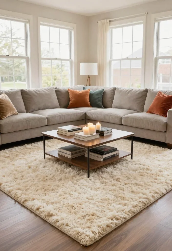 18 Living Room Rug Placement With Sectional Ideas That Work - 7. Textured Rugs for Cozy Comfort 1