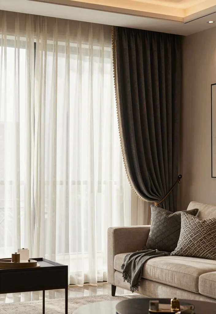 18 Luxury Curtains Living Room Ideas Hotel Worthy Draping - 10. Layered Drapery for Depth 1