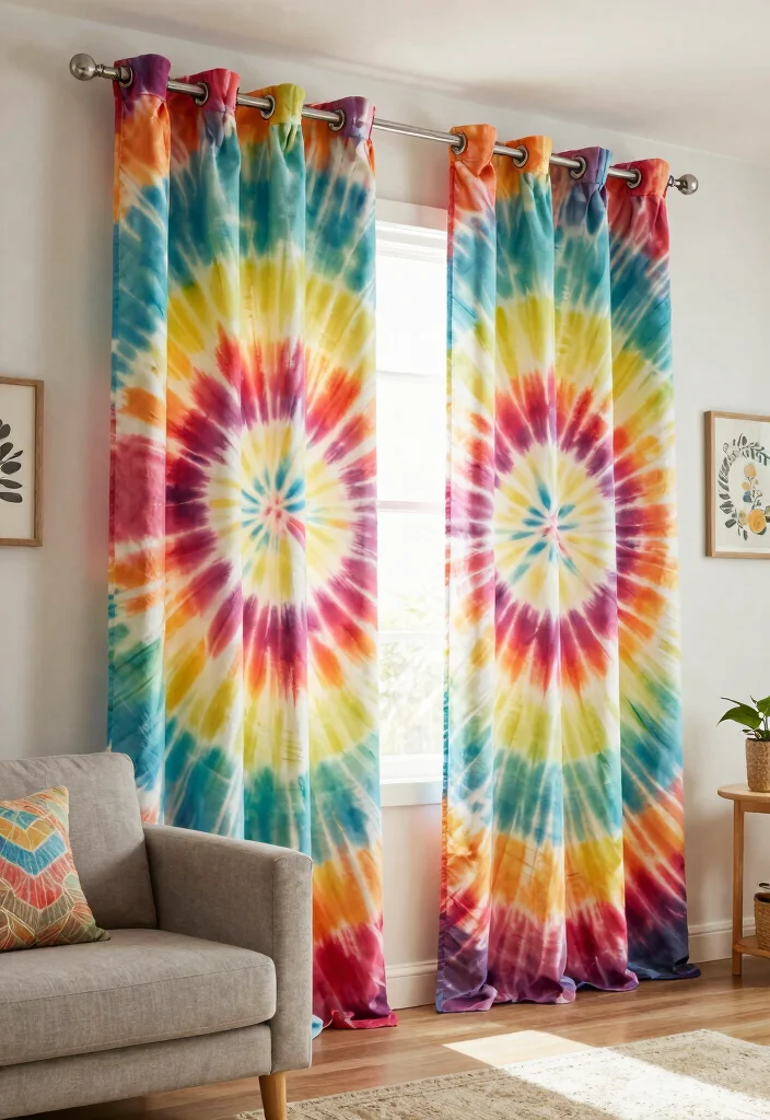 18 Luxury Curtains Living Room Ideas Hotel Worthy Draping - 13. Artistic Tie-Dye Drapes 1